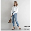 The 2022 autumn collection features a short, loose, urban, elegant and professional round-neck chiffon shirt for women Specification image